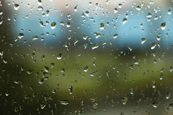 Вид Окна Офиса Дождливую Погоду Улицы Города — стоковое фото