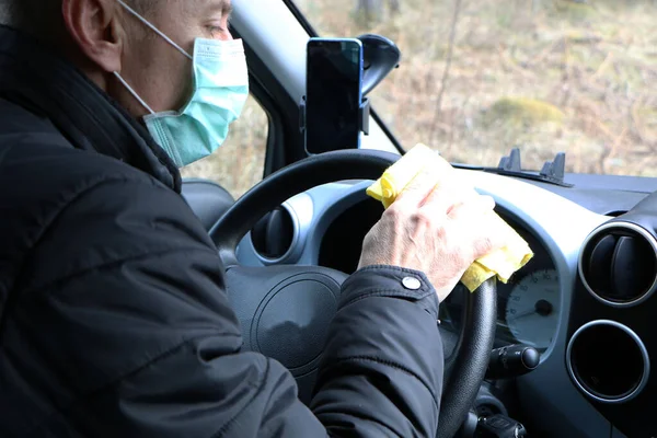 Health Concept Cleaning Car Disinfection Viruses Work Vacuum Cleaner — Stock Photo, Image