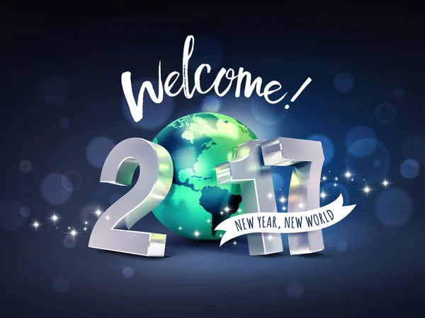 2017 gratulationskort för en ny värld — Stockfoto
