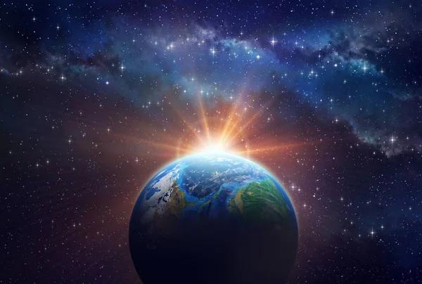 Exoplanet soluppgång i rymden — Stockfoto