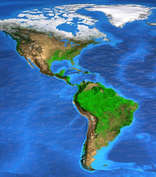 Mapa mundial de alta resolución centrado en América — Foto de Stock