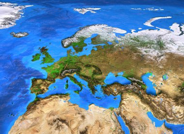 High resolution world map focused on Europe clipart