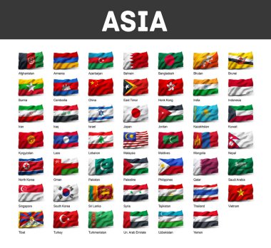 Set of Asia flags clipart