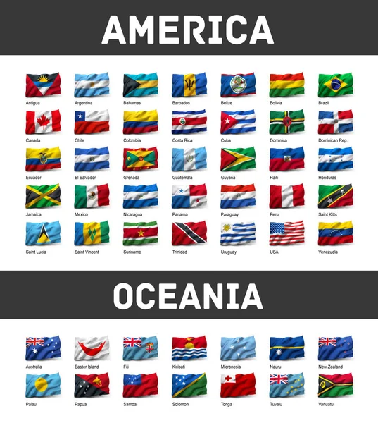 Zestaw flag amerykańskich i Oceania — Zdjęcie stockowe