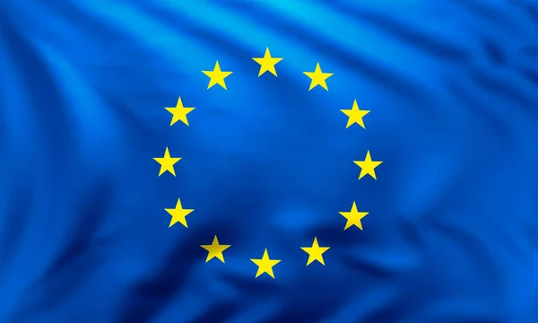 Evropská vlajka ve větru — Stock fotografie