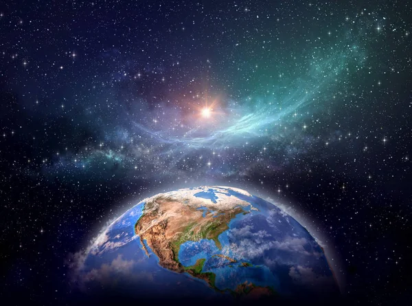 Planeet aarde in kosmische ruimte — Stockfoto