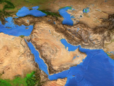 Orta Doğu - yüksek çözünürlüklü harita