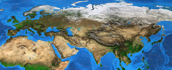 Евразия - Карта высокого разрешения Европы и Азии
