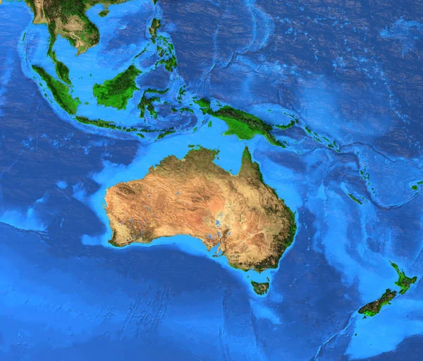 Australasia Oceania - High resolution map — Stock Photo, Image