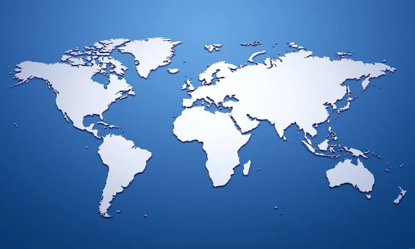 Mapa del mundo blanco en azul — Foto de Stock