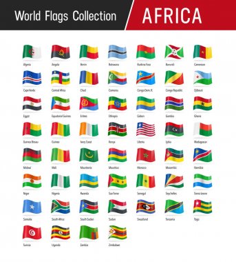 Set of African flags - Vector illustrations clipart