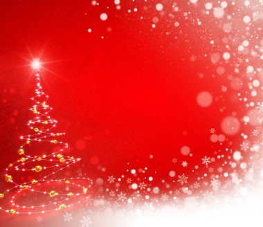 Kırmızı üzerine soyut noel ağacı