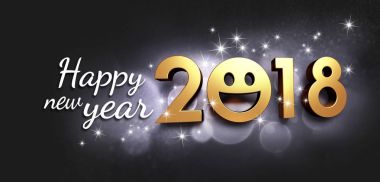 Gülümseyen için mutlu yeni yıl 2018 tebrik kartı