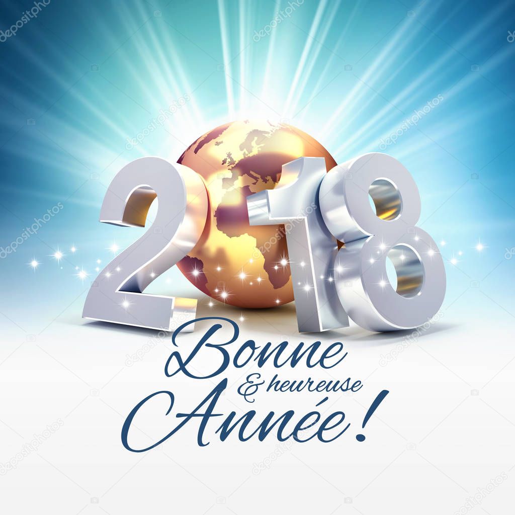 New Year 2018 Greeting Card in French