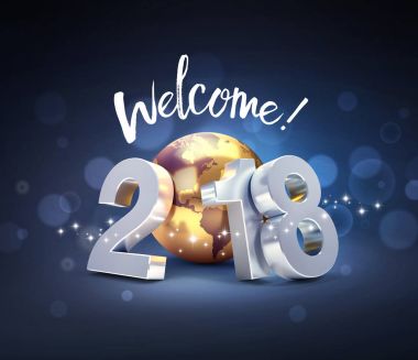 Mutlu yeni yıl 2018 dünya çapında tebrik kartı