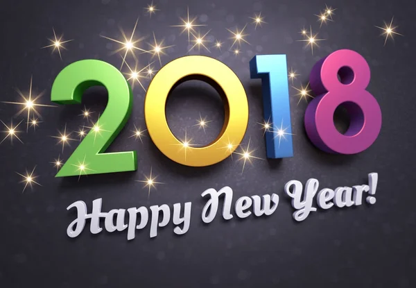 Feliz Año Nuevo 2018 tarjeta de felicitación alegre — Foto de Stock