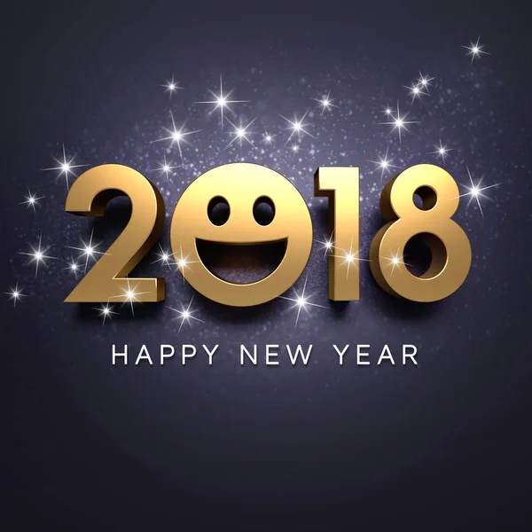 Feliz Año Nuevo 2018 tarjeta de felicitación sonriente — Foto de Stock