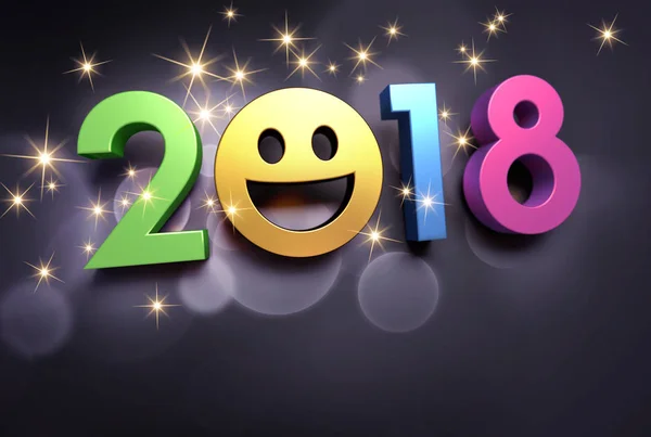 Feliz Ano Novo 2018 sorrindo cartão de saudação — Fotografia de Stock