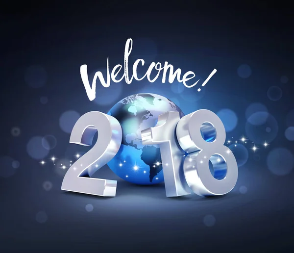 Mutlu yeni yıl 2018 dünya çapında tebrik kartı — Stok fotoğraf