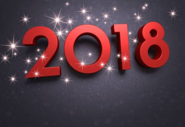 Kırmızı tarihi 2018 tebrik kartı için glitter