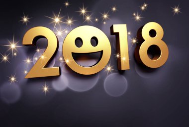Mutlu yeni yıl tebrik kartı gülümseyen 2018