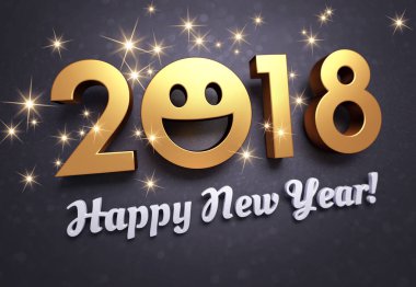 Mutlu yeni yıl tebrik kartı gülümseyen 2018