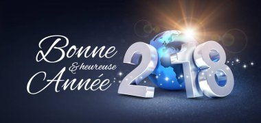 Yeni yıl 2018 tebrik kartı Fransızca