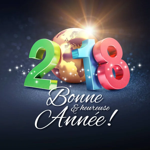 Nytt år 2018 gratulationskort på franska — Stockfoto
