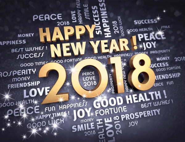 Feliz año nuevo 2018 tarjeta de felicitación — Foto de Stock