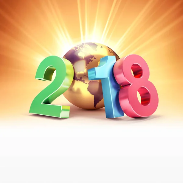 Mutlu yeni yıl 2018 sembolü için tebrik kartı — Stok fotoğraf