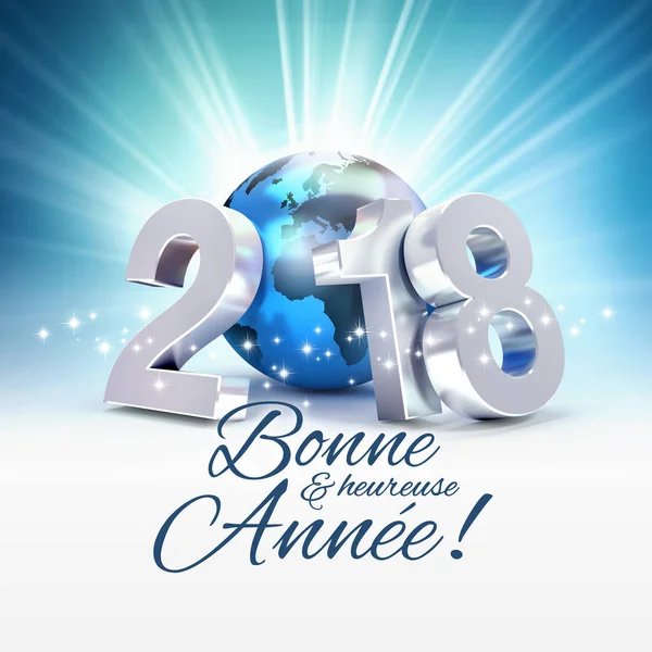 Nytt år 2018 gratulationskort på franska — Stockfoto