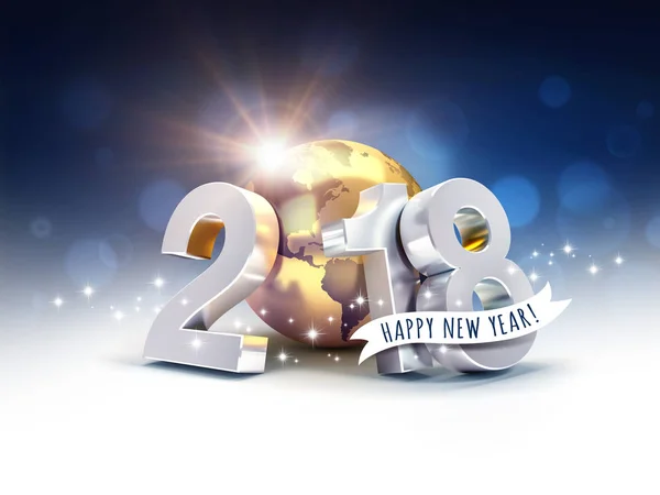 Happy New Year 2018 worldwide greetings — Stock Photo, Image