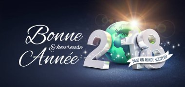 Yeni yıl 2018 tebrik kartı Fransızca