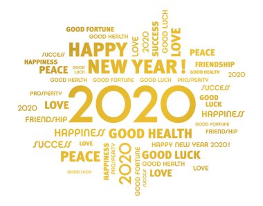 2020 kelime bulut karşılama kartı