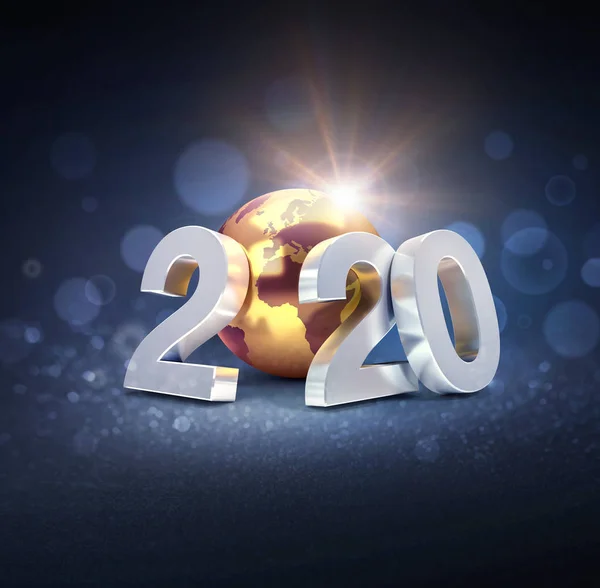 Världsomspännande gratulationssymbol för 2020 Nyårskort — Stockfoto