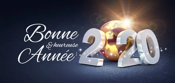 Celosvětový Nový rok 2020 Francouzská pohlednice — Stock fotografie