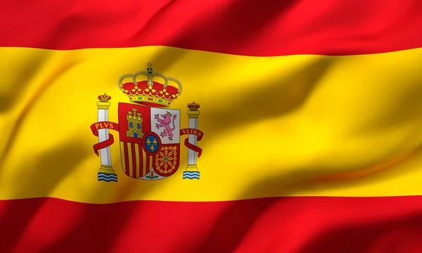 Bandera España Soplando Viento Página Completa Bandera España Ilustración — Foto de Stock