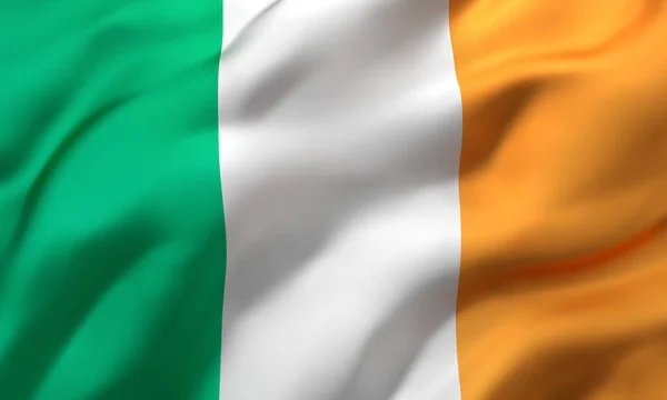 爱尔兰的国旗在风中飘扬 整整一页爱尔兰国旗 3D插图 — 图库照片