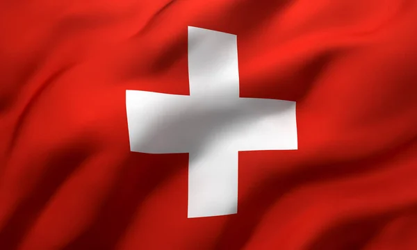 Die Flagge Der Schweiz Weht Wind Ganzseitige Schweizer Flagge Illustration — Stockfoto