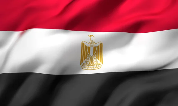 Флаг Египта Дующий Ветру Целая Страница Египетского Флага Иллюстрация — стоковое фото