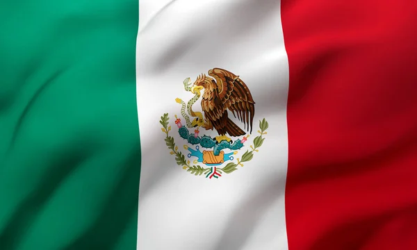 Σημαία Του Μεξικού Φυσάει Στον Άνεμο Μεξικάνικη Σημαία Απεικόνιση — Φωτογραφία Αρχείου