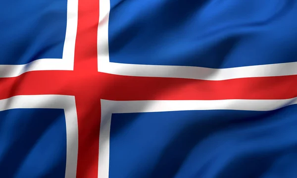 Vlag Van Ijsland Waait Wind Volledige Pagina Ijslandse Vlag Illustratie — Stockfoto