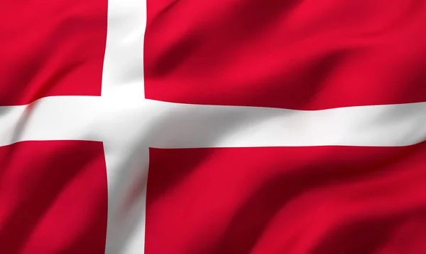 Danmarks Flagga Som Blåser Vinden Helsida Dansk Flagga Illustration — Stockfoto