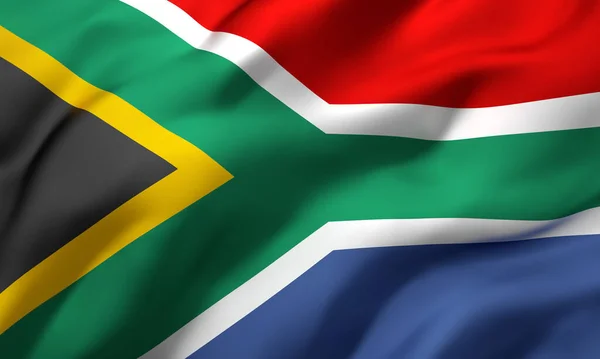 Vlag Van Zuid Afrika Waait Wind Volledige Pagina Zuid Afrikaanse — Stockfoto