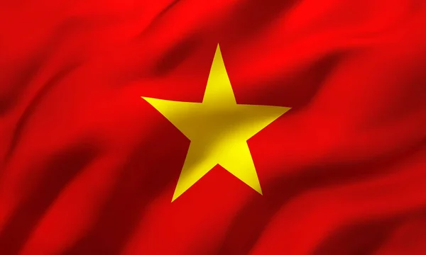 Bandeira Vietname Soprar Vento Bandeira Voadora Vietnamita Página Inteira Ilustração — Fotografia de Stock