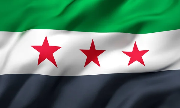 Indépendance Drapeau Syrie Soufflant Dans Vent Drapeau Volant Syrien Pleine — Photo