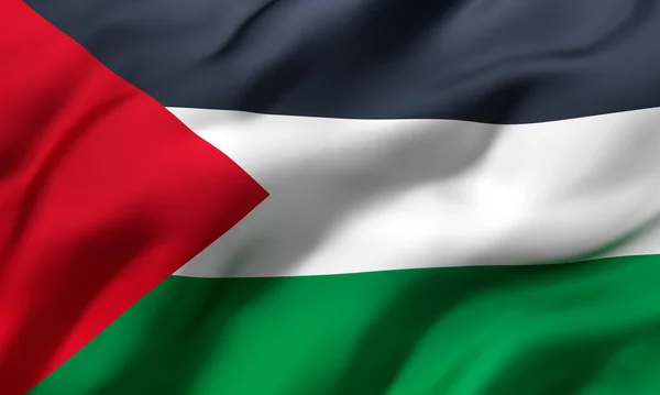 Drapeau Palestine Soufflant Dans Vent Drapeau Palestinien Pleine Page Illustration — Photo