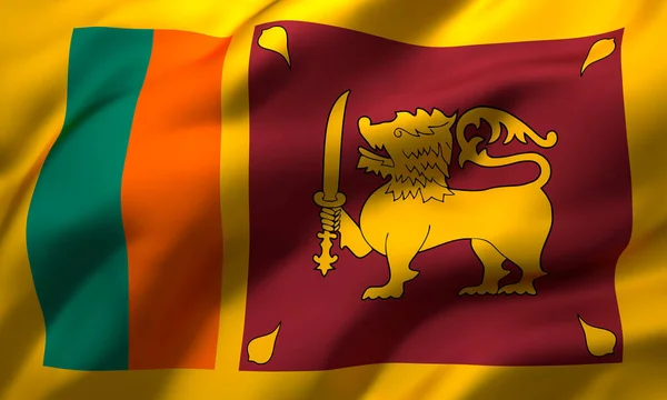 Vlag Van Sri Lanka Waait Wind Volledige Pagina Sri Lankaanse — Stockfoto