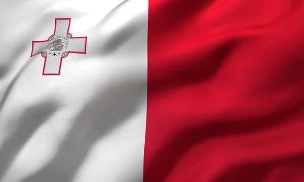 Flaga Malty Wieje Wietrze Pełna Strona Maltańskiej Flagi Ilustracja — Zdjęcie stockowe