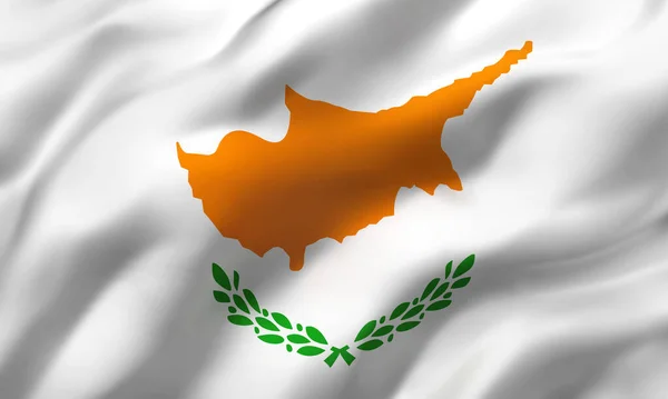 Flag Cyprus Blowing Wind Full Page Cypriot Flying Flag Illustration — Stock Photo, Image